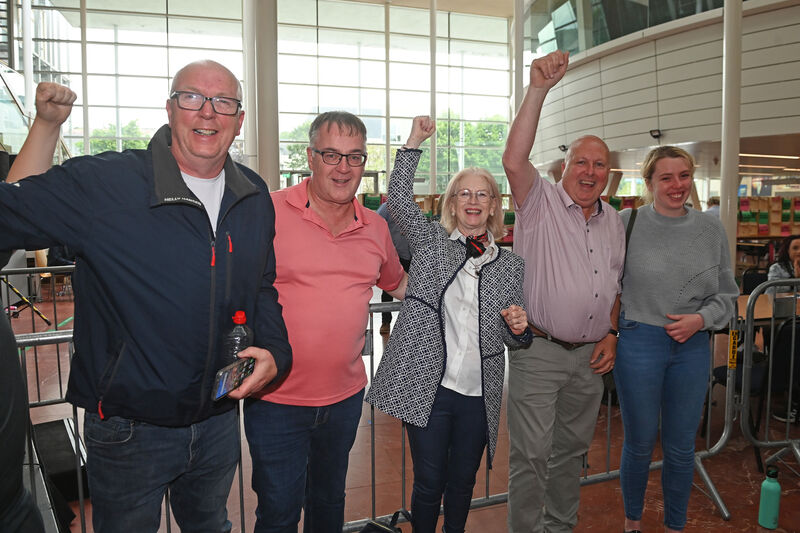 Cllr. Cathal Rasmussen, (2nd right) with his daughter Emily Keating, John Mulvihill, Tony McKeown and Kay Troy Labour after he was elected to the Cobh Local Electoral Area at the County Hall. Picture: Eddie O'Hare