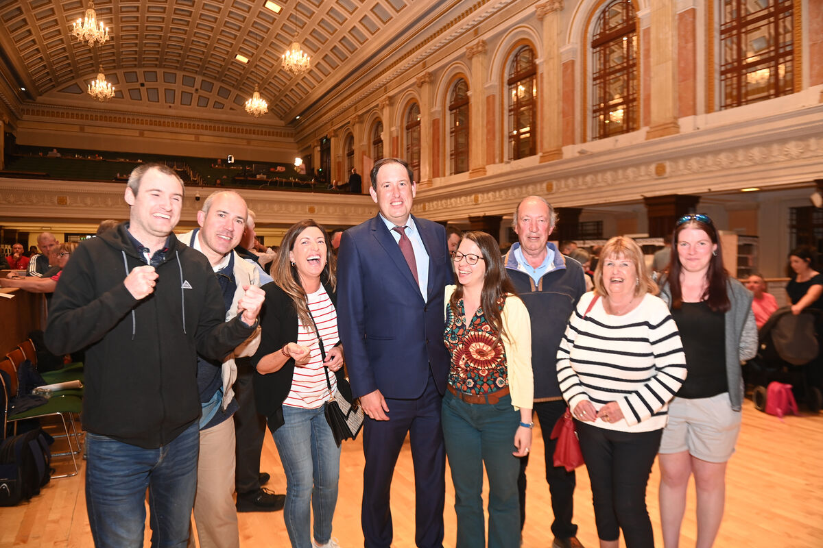 Independent candidate and Lord Mayor Cllr Kieran McCarthy with Lady Mayoress Marcelline Bonneau and family after he was re-elected at the local election count centre at City Hall, Cork City. Pic Larry Cummins Independent candidate and Lord Mayor Cllr Kieran McCarthy with Lady Mayoress Marcelline Bonneau and family after he was re-elected at the local election count centre at City Hall, Cork City. Pic Larry Cummins