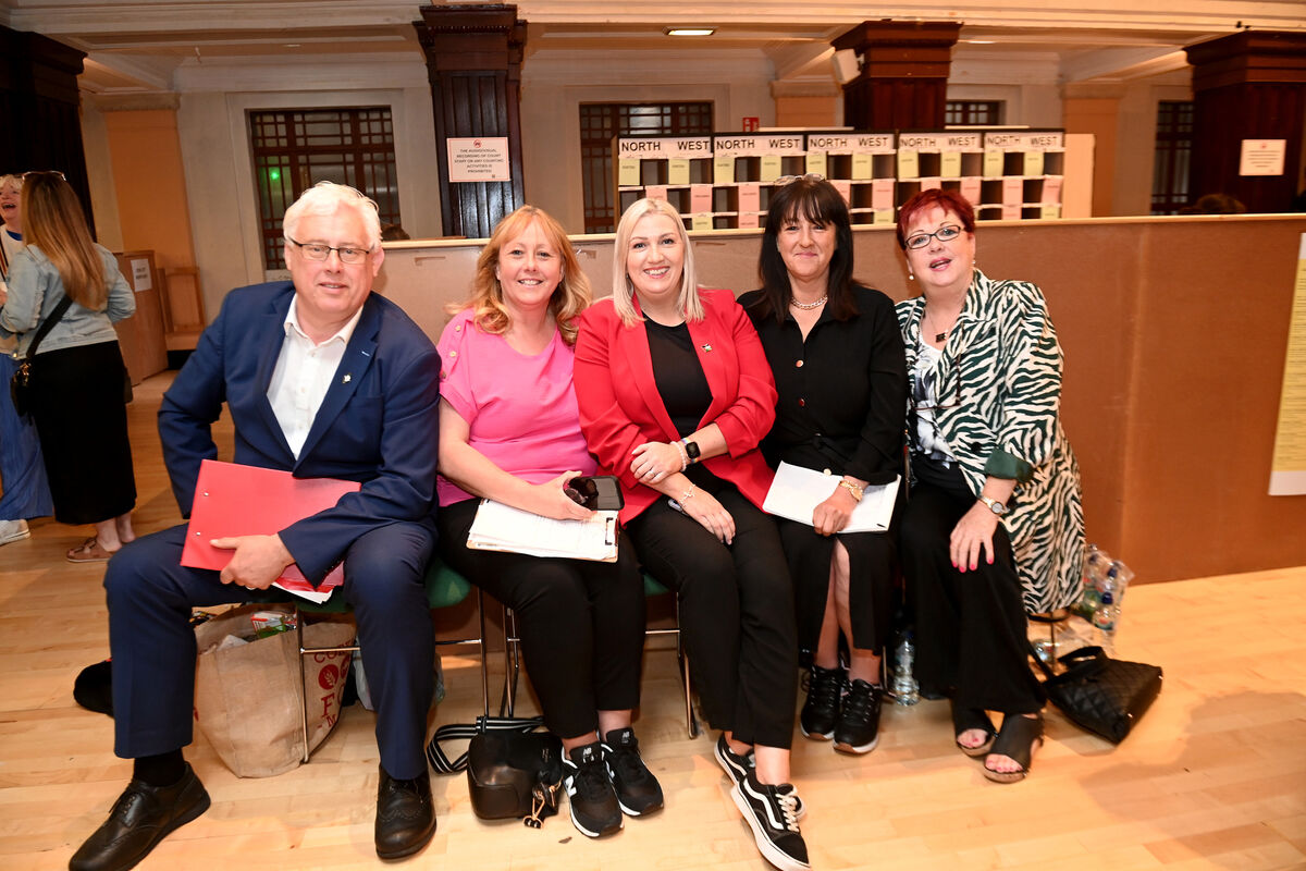 Thamas Gould, TD with Noreen Healy, candidate Michelle Gould, Sharon Daly and Claire Fielding at the count at City Hall on Sunday. Pic Larry Cummins Thamas Gould, TD with Noreen Healy, candidate Michelle Gould, Sharon Daly and Claire Fielding at the count at City Hall on Sunday. Pic Larry Cummins