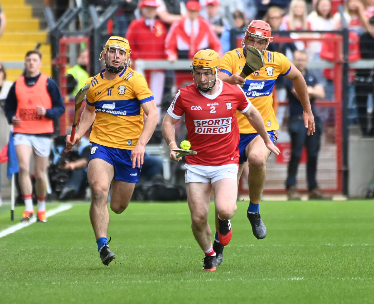 Niall O'Leary racing away from Clare's Mark Rodgers and Peter Duggan during the Munster SHC game at SuperValu Páirc Uí Chaoimh in April. Picture: Eddie O'Hare Niall O'Leary racing away from Clare's Mark Rodgers and Peter Duggan during the Munster SHC game at SuperValu Páirc Uí Chaoimh in April. Picture: Eddie O'Hare