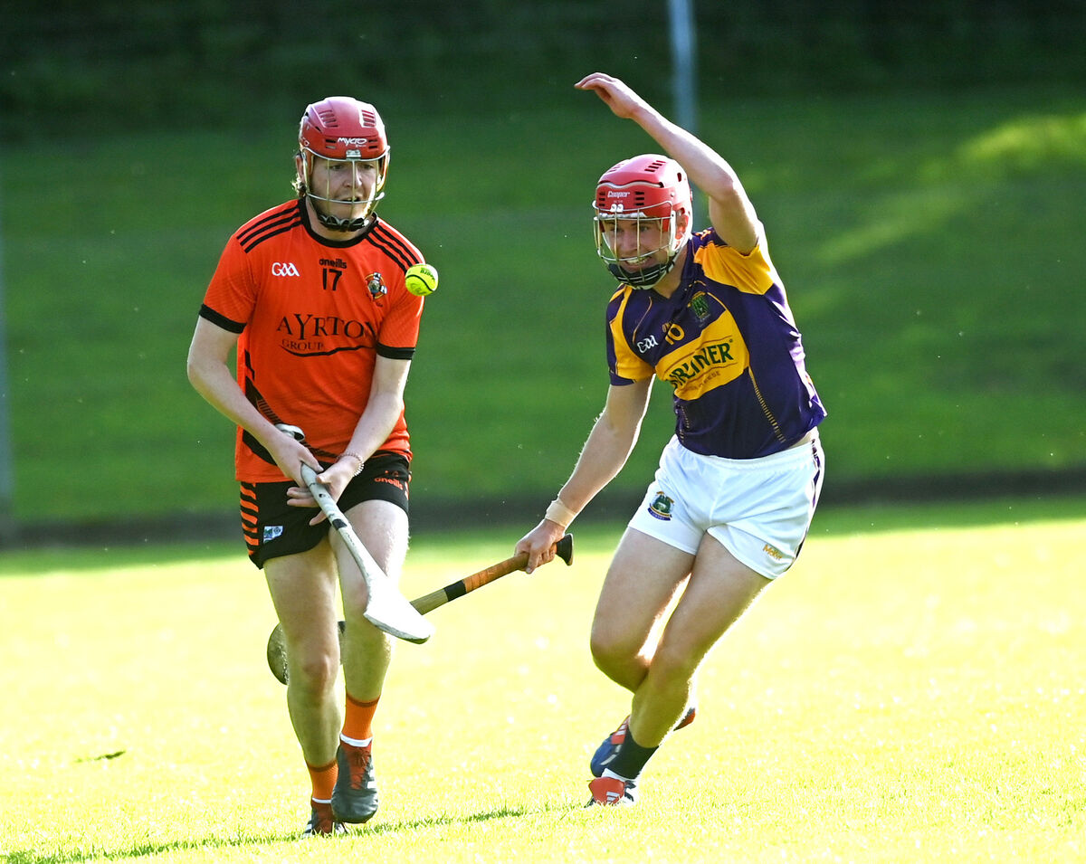 Duhallow's Alan Coughlan gets the sliotar away from Carbery's Pádraig O'Sullivan. Picture: Eddie O'Hare Duhallow's Alan Coughlan gets the sliotar away from Carbery's Pádraig O'Sullivan. Picture: Eddie O'Hare