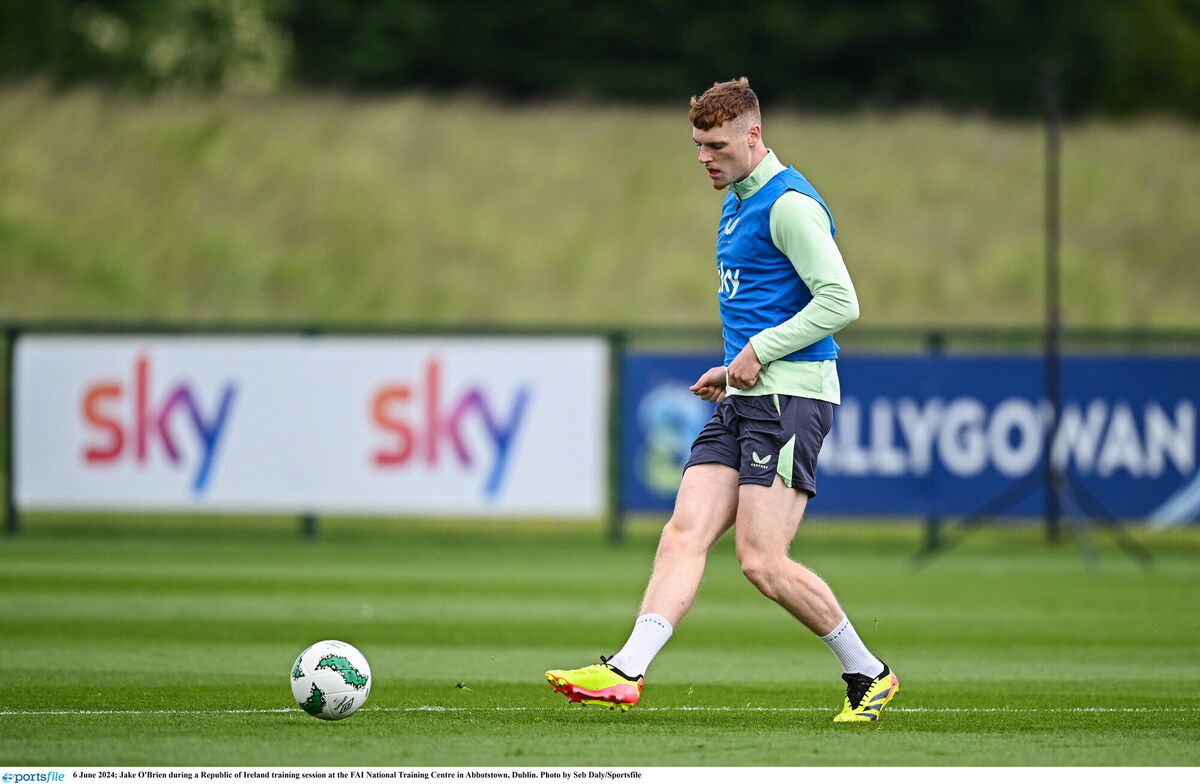 Jake O'Brien during a Republic of Ireland training session. Picture: Seb Daly/Sportsfile Jake O'Brien during a Republic of Ireland training session. Picture: Seb Daly/Sportsfile