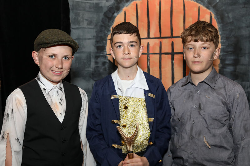 Lee O'Leary, Zak Hinchion and Jayden Morton Monahan who took part in the Togher National Boys School's production of Oliver.  Picture: David Creedon