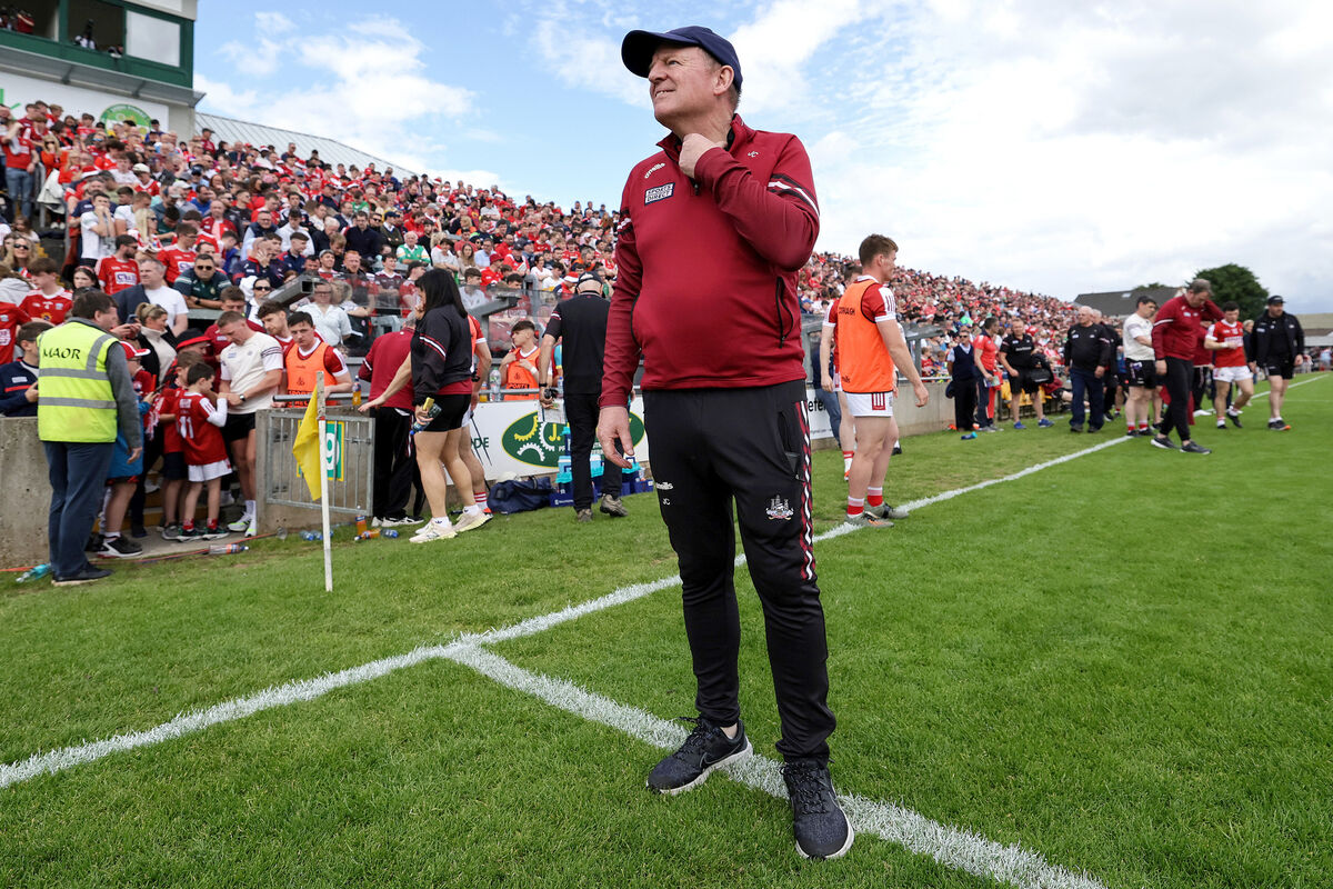 Cork manager John Cleary dejected after the Tyrone game. Picture: INPHO/Laszlo Geczo