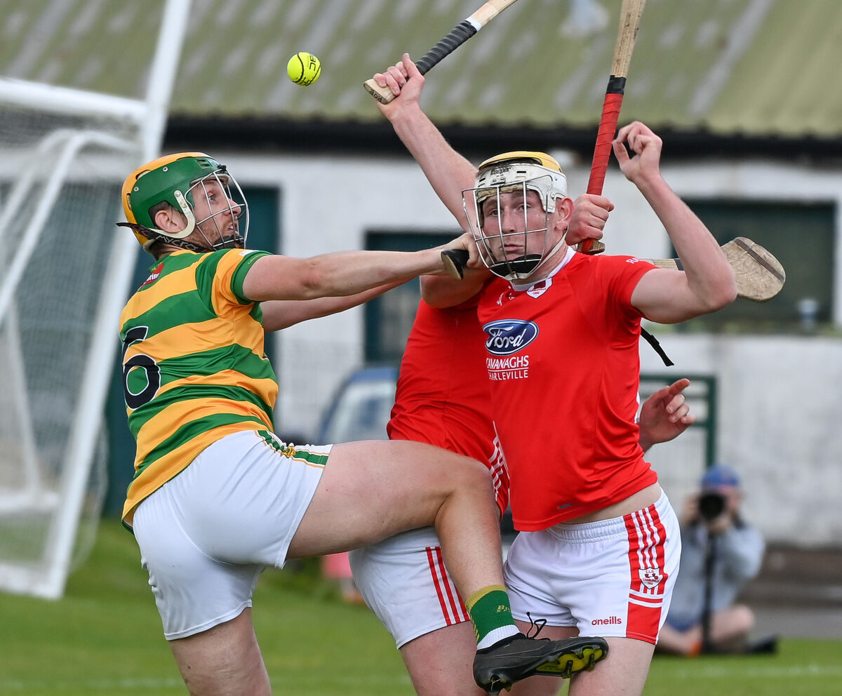  Blackrock's Alan O'Callaghan and Charleville's David Forde in a tussle, during their SHL clash at Church Road.