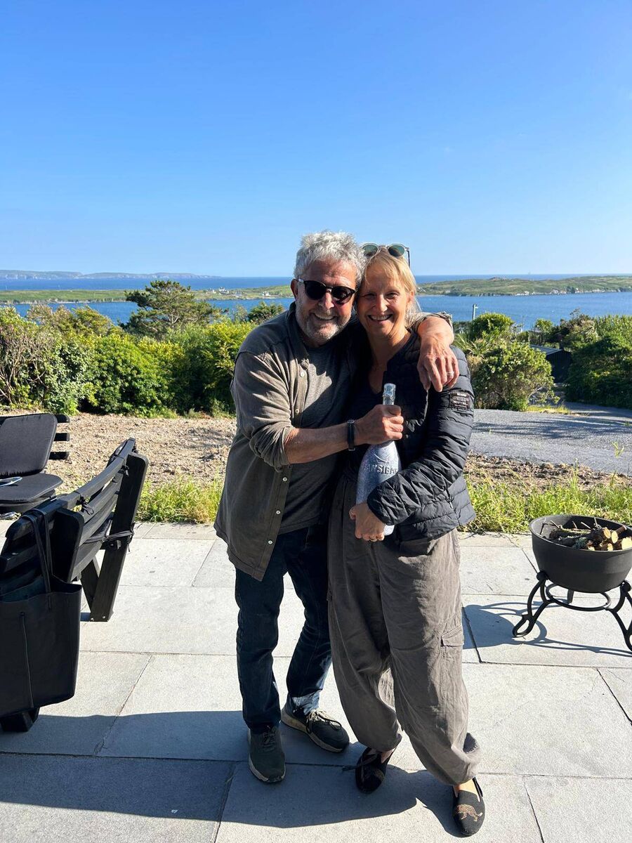Sabine Lenz and Len Lipitch, celebrating the birth of their first grandson this month.