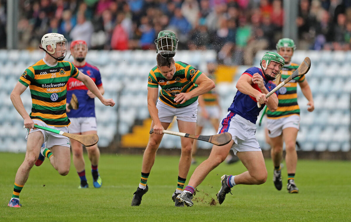 Robbie O'Flynn (right) scored a goal for Erin's Own against Bride Rovers, having netted for Cork against Offaly the night before. Picture: Jim Coughlan