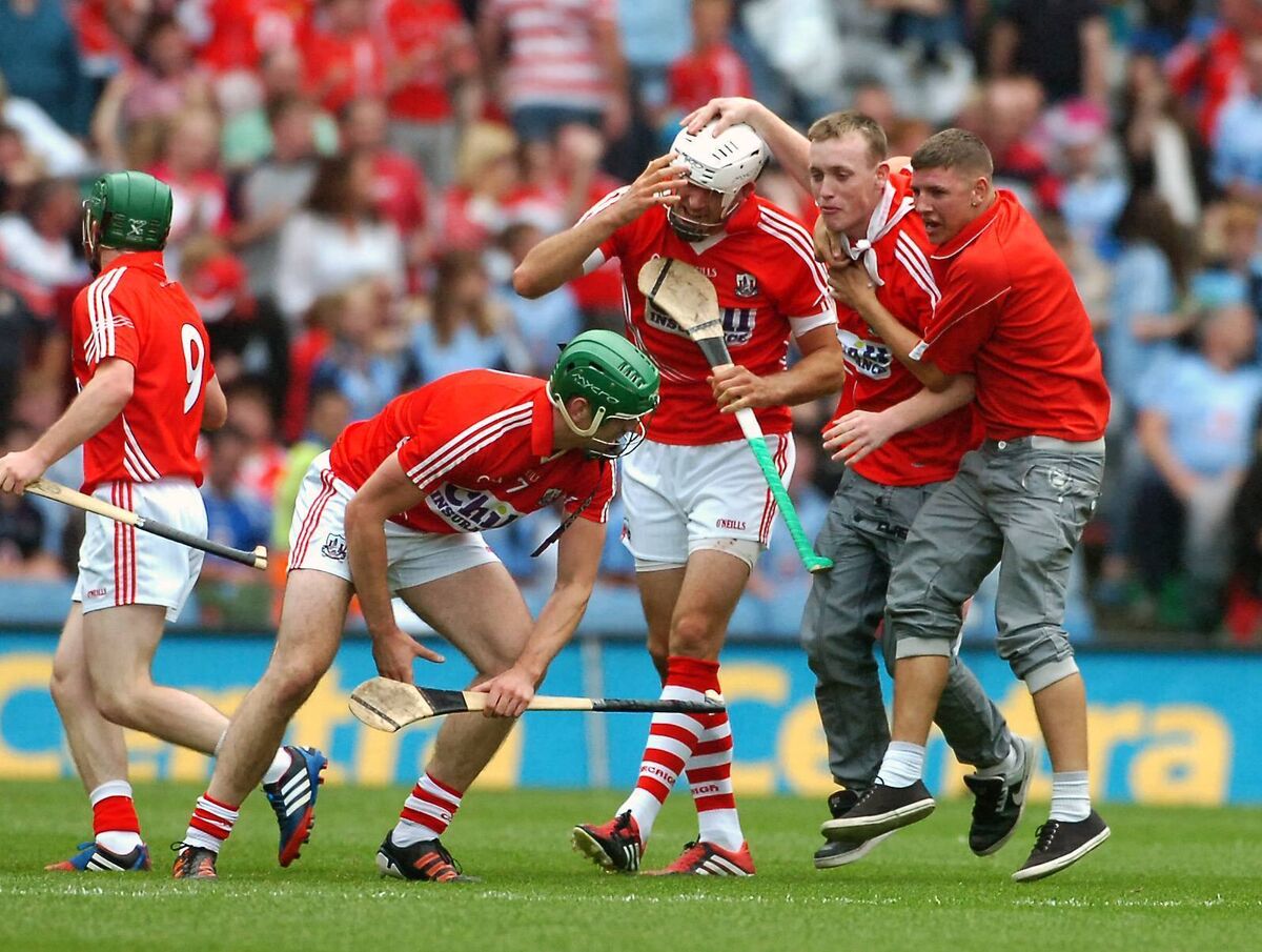 Cork fans celebrate with Patrick Horgan and William Egan after the 2013 All-Ireland SHC semi-final win over Dublin at Croke Park. Picture; Eddie O'Hare