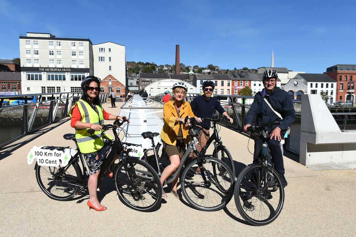 Pictured in 2019 - (L-R) Catherine Martin, deputy leader of the Green Party, Grace O'Sullivan, then MEP; councillor Oliver Moran and Green Party leader Eamon Ryan trying out electric bikes from City View Wheels, Blarney Street, Cork. Picture: Larry Cummins. Pictured in 2019 - (L-R) Catherine Martin, deputy leader of the Green Party, Grace O'Sullivan, then MEP; councillor Oliver Moran and Green Party leader Eamon Ryan trying out electric bikes from City View Wheels, Blarney Street, Cork. Picture: Larry Cummins.