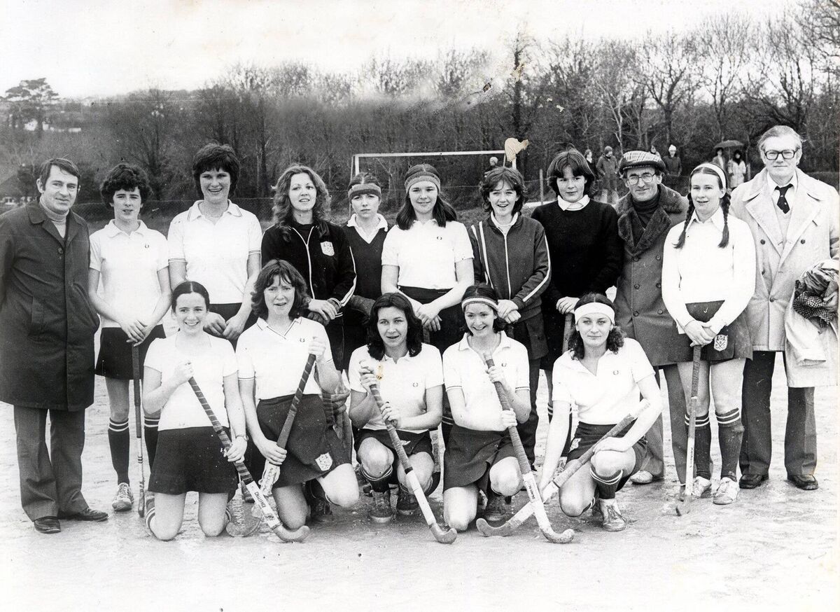 Belvedere Ladies Munster Senior Cup winners 1979. Back: Pat Foley, Catherine Kenneally, Judith Murphy, Hilary O'Leary, Susan Barry, T McCarthy, Catherine McCarthy, Deirdre Deasy, Cyril Daunt, Martin Horgan, John O'Connell. Front: Libby McSweeney, Liz Harrington, Mary O'Neill, Eileen Daly, Anne O'Neill. 