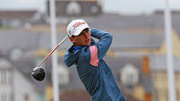 Cork golfers Morgan Cain and Peter O'Keeffe in amateur action against world's best