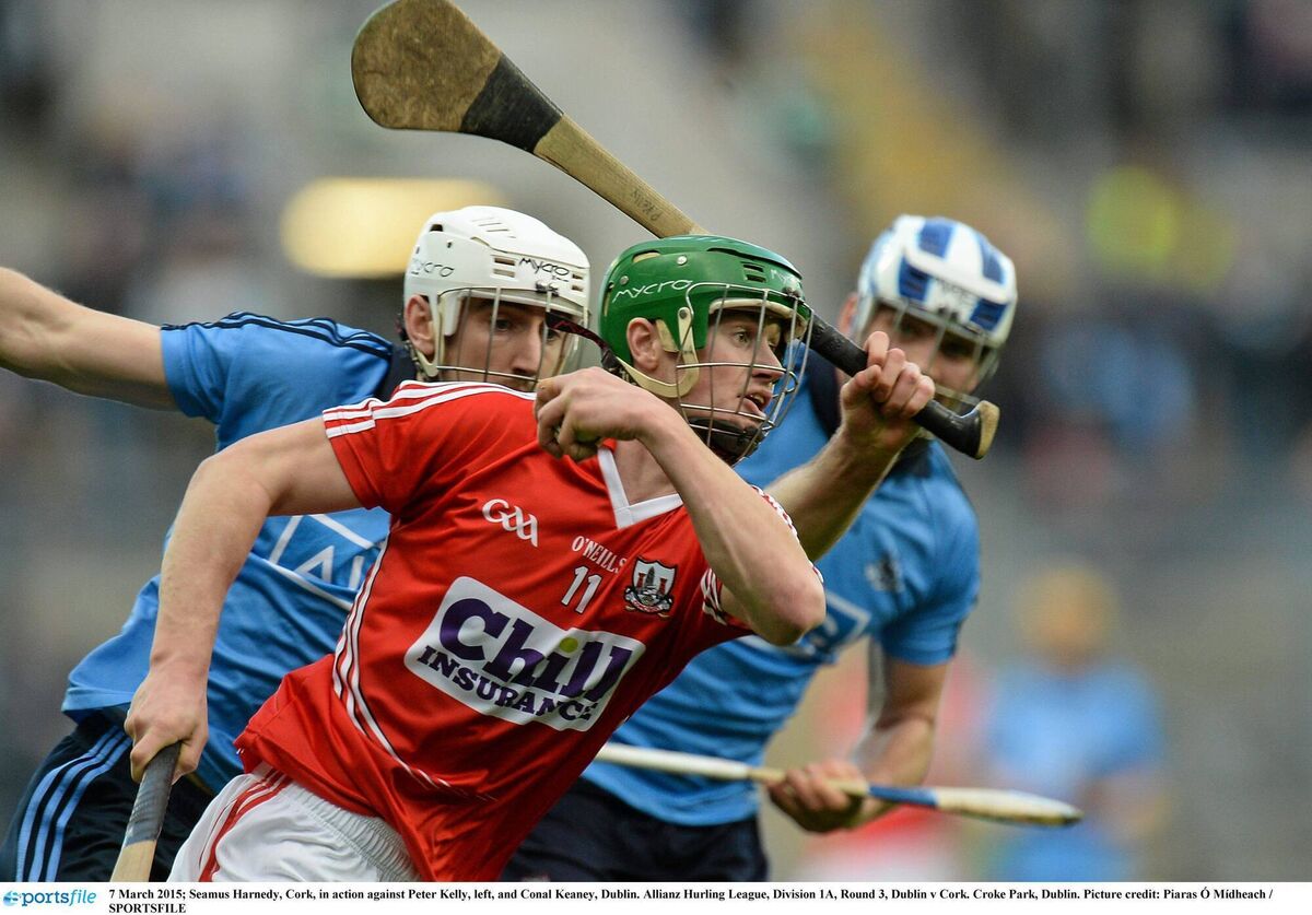 Séamus Harnedy in action against Dublin's Peter Kelly, left, and Conal Keaney, during the Allianz HL Division 1A game in 2015. Picture:  Piaras Ó Mídheach/Sportsfile