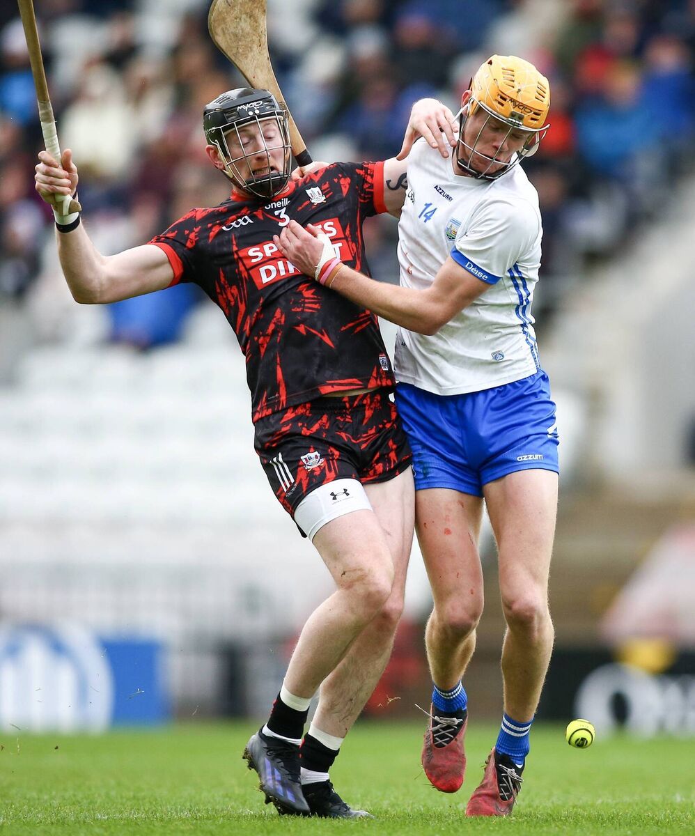 Damien Cahalane (left), seen here against Waterford’s Sean Walsh during the Allianz HL Division 1 Group A game in February, is back from injury and named among the substitutes. Picture: Eddie O'Hare