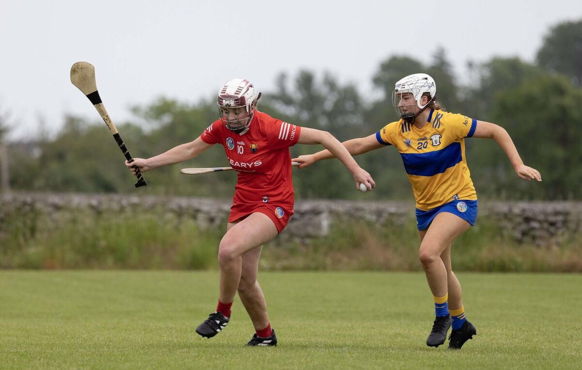 Cork’s Emily O'Donoghue and Clare’s Aisling Moloney in action. Picture: Eamon Ward