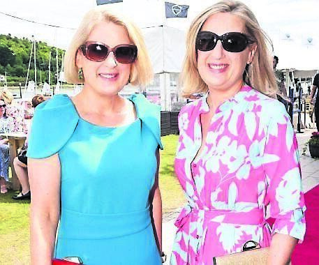 Twin sisters, Therese Deane, Douglas, and Sue Nelson, Ballygarvan, at the Volvo Cork Week Ladies Day in aid of the Crosshaven RNLI.	Picture: Siobhán Russell
                    