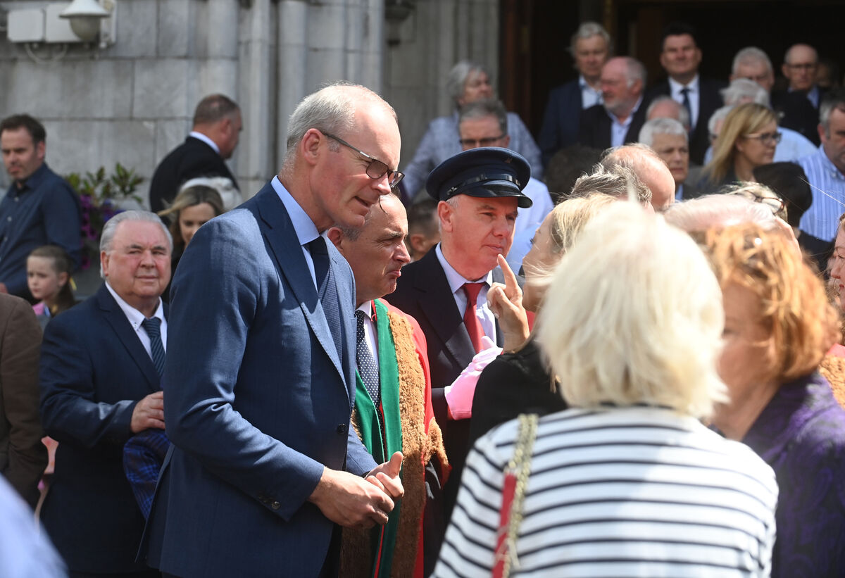  Minister Simon Coveney attending the funeral mass for former Cork TD and Minister of State Bernard Allen, at the North Cathedral. Pic: Larry Cummins