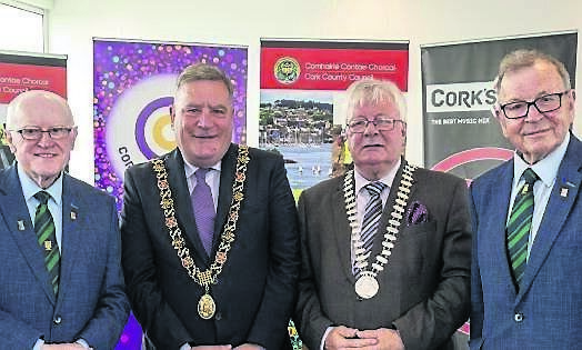 Mayor of the County of Cork Councillor Joe Carroll joined the Cork City Sports committee to launch the 70th Cork City Sports International Athletics Meet 2024. At the launch were: Tony O’Connell, chairman, Cork City Sports; Councillor Dan Boyle, Lord Mayor of Cork; Mr Carroll, and Frank Walley, president of Cork City Sports.
