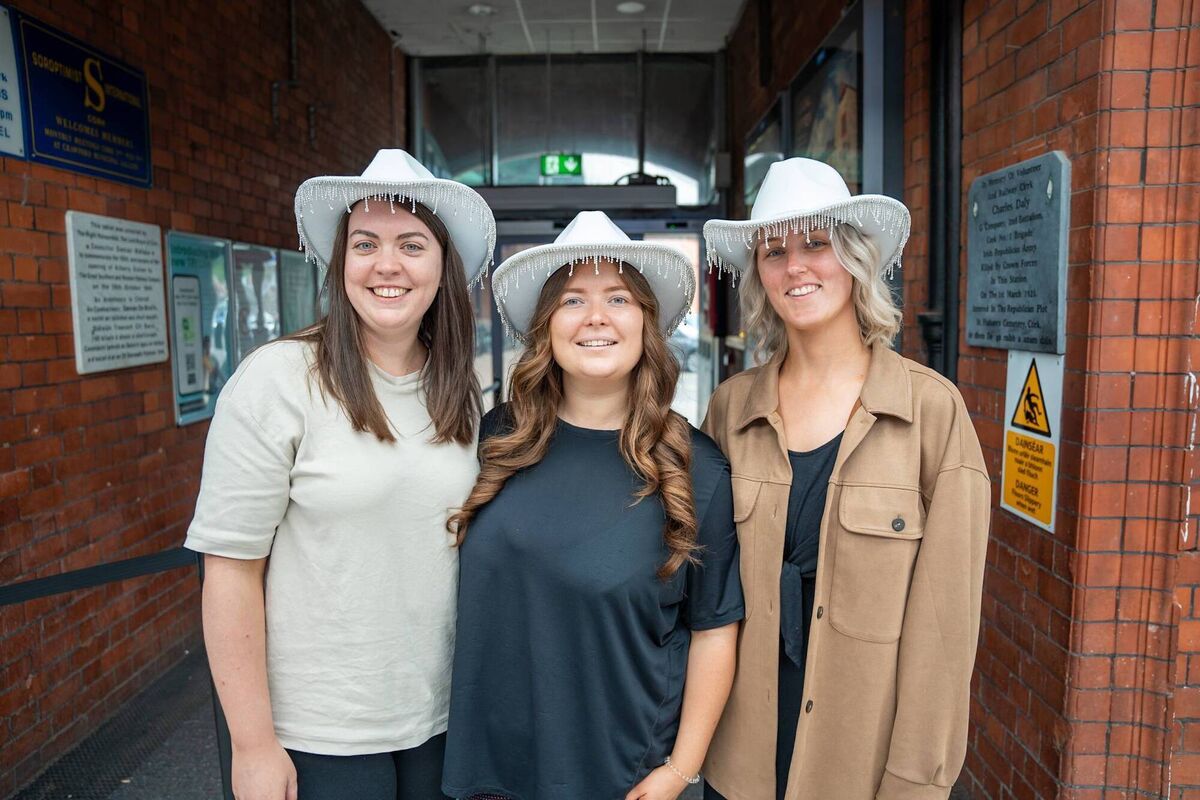 Olivia Brosnan, Eimear O'Leary from Cork and Lauren Heanue from Galway who left Kent Station at 8am catch Taylor Swift tonight at the Aviva Stadium in Dublin. Picture by Noel Sweeney