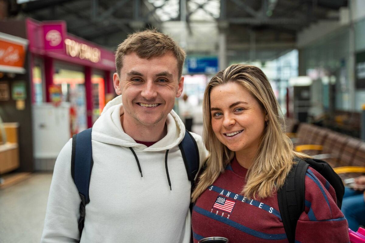 Adam and Lauren Barrett from Tralee who left Kent Station at 8am catch Taylor Swift tonight at the Aviva Stadium in Dublin. Picture by Noel Sweeney