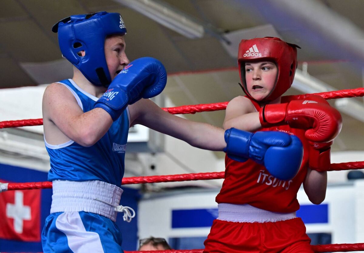 Eoin Goldsmith of Northside BC (red) and Patrick McCarthy of Kanturk BC in action during the Mitchelstown BC hosted show at Northside Boxing Club, Blackpool. Picture: Doug Minihane Eoin Goldsmith of Northside BC (red) and Patrick McCarthy of Kanturk BC in action during the Mitchelstown BC hosted show at Northside Boxing Club, Blackpool. Picture: Doug Minihane