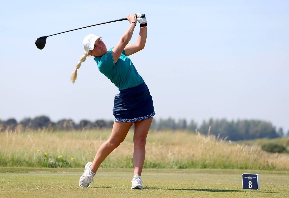 Sara Byrne of Douglas in action on Day One of the R&amp;A Women's Amateur Championship at Prince's Golf Club on June 15, 2023 in Sandwich, England. (Photo by Tom Dulat/R&amp;A/R&amp;A via Getty Images)