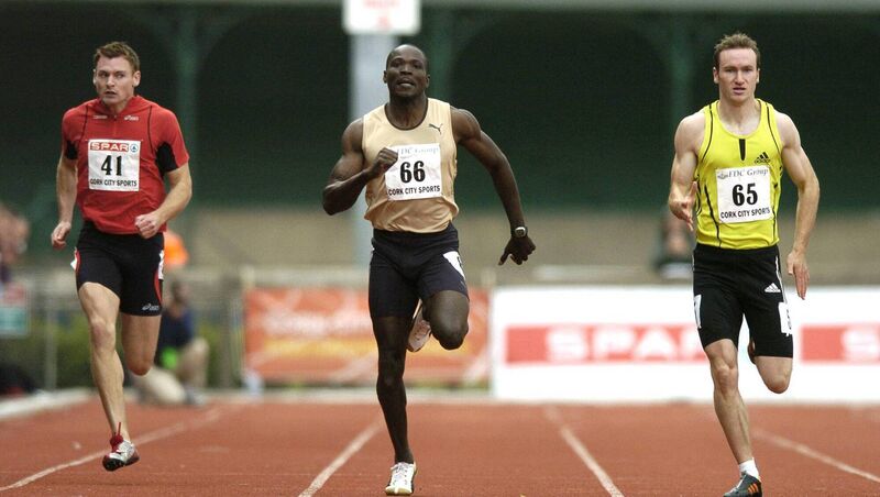 30 June 2007; Ireland's Paul Hession, 65, leads eventual second Clement Campbell, 66, and David Gillick, 41, on his way to winning the Men's 200m at the Cork City Sports. UCC Sports Complex, Mardyke Arena, Cork. Picture; Brendan Moran / SPORTSFILE 30 June 2007; Ireland's Paul Hession, 65, leads eventual second Clement Campbell, 66, and David Gillick, 41, on his way to winning the Men's 200m at the Cork City Sports. UCC Sports Complex, Mardyke Arena, Cork. Picture; Brendan Moran / SPORTSFILE