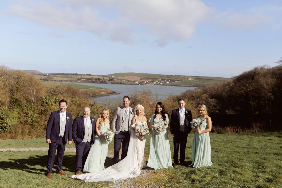 Emma’s sister Denise was Maid of Honour, Emma’s two eldest daughters, Ella and Freya were bridesmaids. Eoin’s friends Padraig, Paul and Dermot were groomsmen. Daughter Sienna and nieces Emily and Kate were flowergirls.