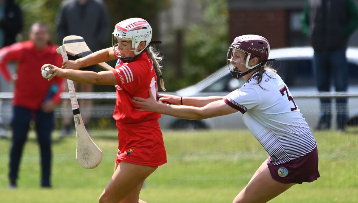 Cork's Cliona O'Callaghan wins the sliotar from Galway's Ellen Burke during the Glen Dimplex All Ireland intermediate camogie championship at Castle road, Cork. Picture: Eddie O'Hare Cork's Cliona O'Callaghan wins the sliotar from Galway's Ellen Burke during the Glen Dimplex All Ireland intermediate camogie championship at Castle road, Cork. Picture: Eddie O'Hare