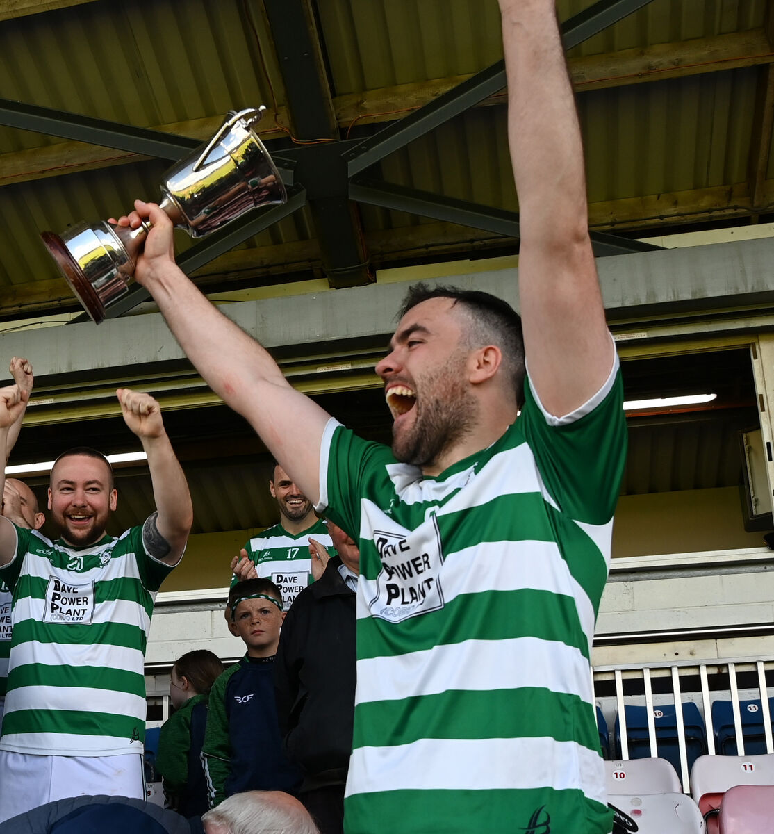 Ballinacurra captain Padraic Nagle raises the trophy after defeating Grange in the McCarthy Insurance Group confined J'C'FC final at Pairc Ui Rinn. Picture: Eddie O'Hare