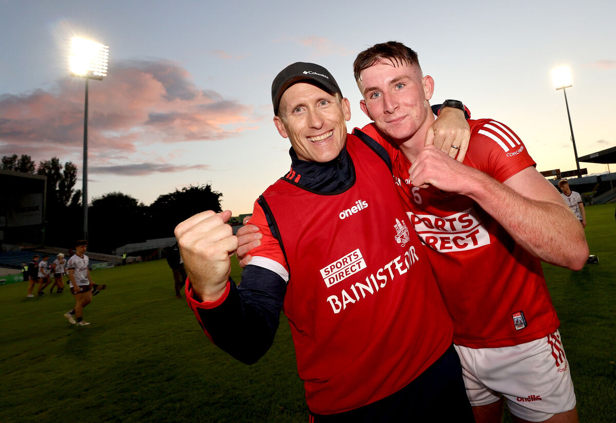Noel Furlong celebrates with Ben O’Connor after the 2021 All-Ireland MHC final win over Galway. Picture: Inpho/James Crombie