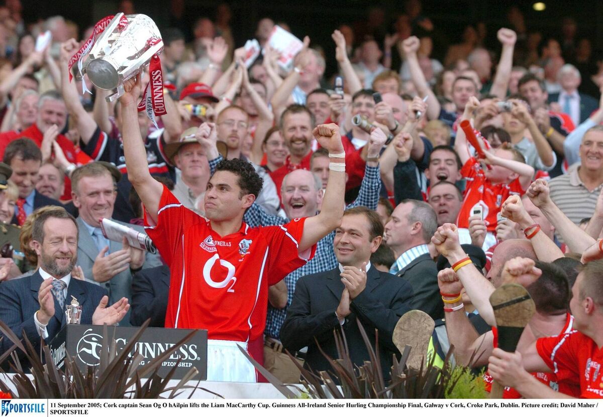 Cork captain Sean Óg Ó hAilpín lifts the Liam MacCarthy Cup in 2005. Picture: David Maher/Sportsfile Cork captain Sean Óg Ó hAilpín lifts the Liam MacCarthy Cup in 2005. Picture: David Maher/Sportsfile