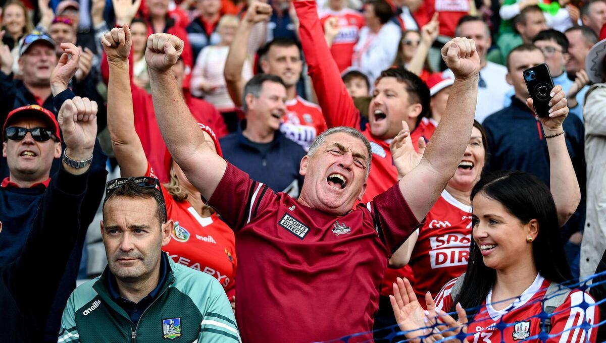Seán O'Donoghue's father Paddy, celebrates after Cork beat Limerick in the All-Ireland semi-final. Picture: Stephen McCarthy/Sportsfile