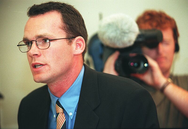 Simon Coveney announcing his candidacy in the Cork South Central constituency following the death of his father in 1998. Simon Coveney announcing his candidacy in the Cork South Central constituency following the death of his father in 1998.
