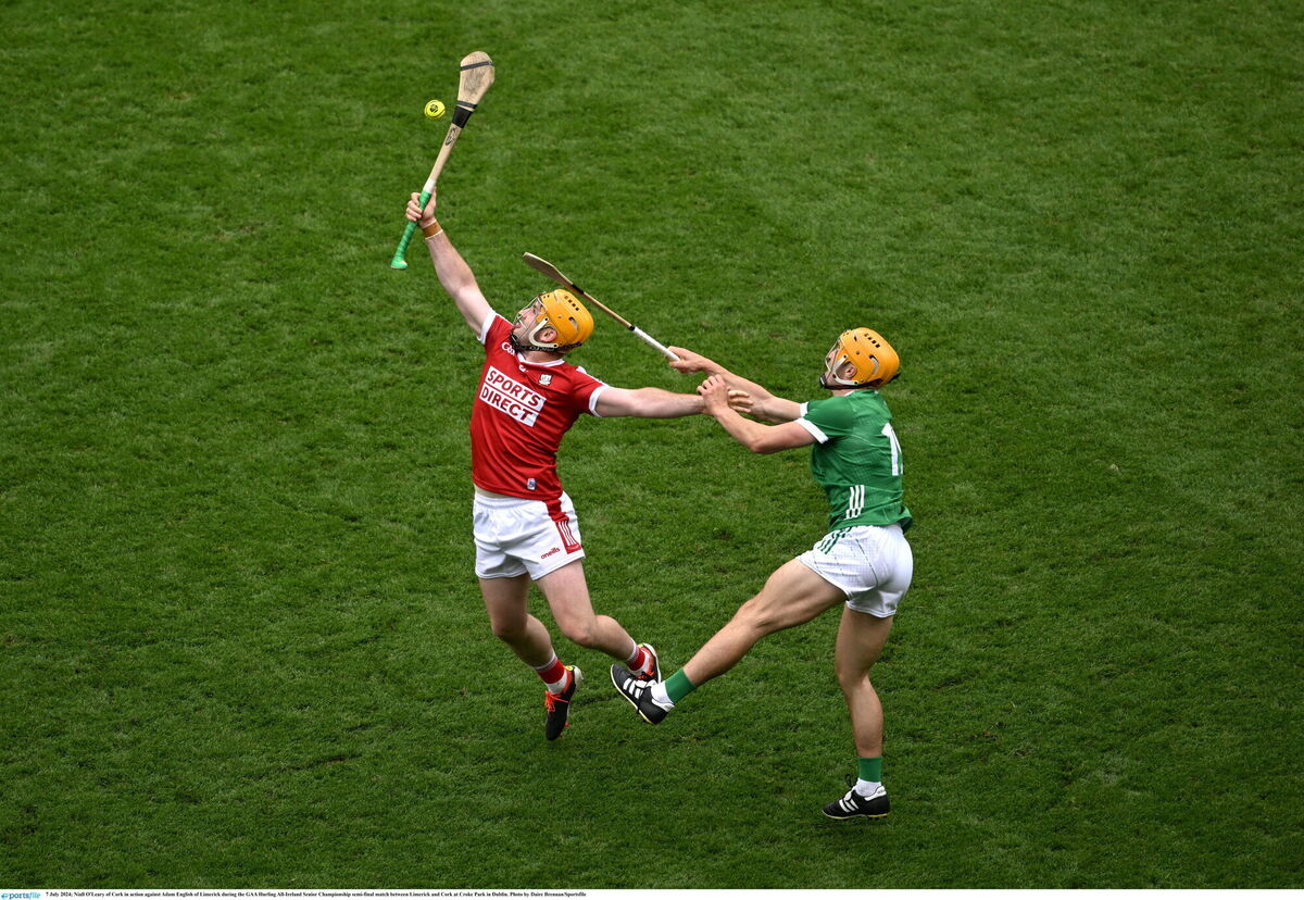 Niall O'Leary of Cork battling against Limerick's Adam English in the All-Ireland SHC semi-final. Picture: Daire Brennan/Sportsfile Niall O'Leary of Cork battling against Limerick's Adam English in the All-Ireland SHC semi-final. Picture: Daire Brennan/Sportsfile