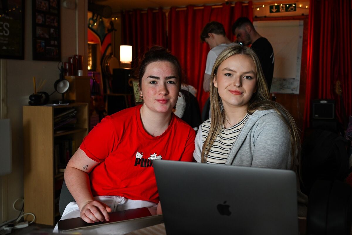 Niamh O’Mahony and Cara Cullen pictured collaborating on a new piece for The Kabin’s upcoming show in The Everyman. Picture Chani Anderson