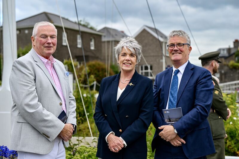 Maurice McCrum, Annamarie Fegan, admiral at the Royal Cork Yacht Club and John O’Halloran pictured at the 62nd Naval Service Cadet Class Commissioning Ceremony: Picture Chani Anderson. Maurice McCrum, Annamarie Fegan, admiral at the Royal Cork Yacht Club and John O’Halloran pictured at the 62nd Naval Service Cadet Class Commissioning Ceremony: Picture Chani Anderson.