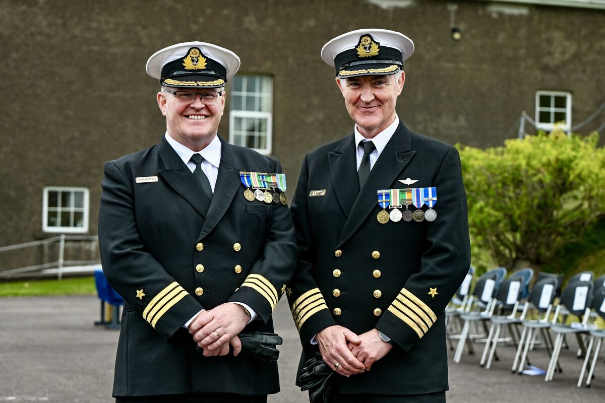Cdr Neil Manning and Capt Robert O’Leary pictured at the 62nd Naval Service Cadet Class Commissioning Ceremony. Picture Chani Anderson
