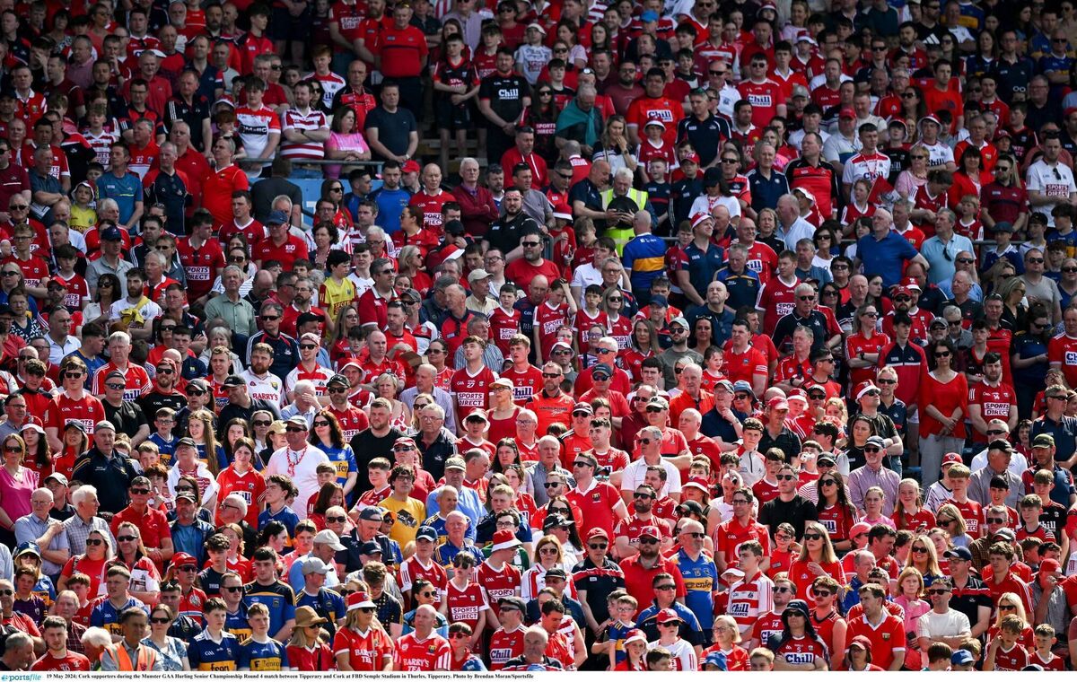 Cork supporters during the Munster GAA Hurling Senior Championship Round 4 match between Tipperary and Cork at FBD Semple Stadium in Thurles, Tipperary. Photo by Brendan Moran/Sportsfile Cork supporters during the Munster GAA Hurling Senior Championship Round 4 match between Tipperary and Cork at FBD Semple Stadium in Thurles, Tipperary. Photo by Brendan Moran/Sportsfile