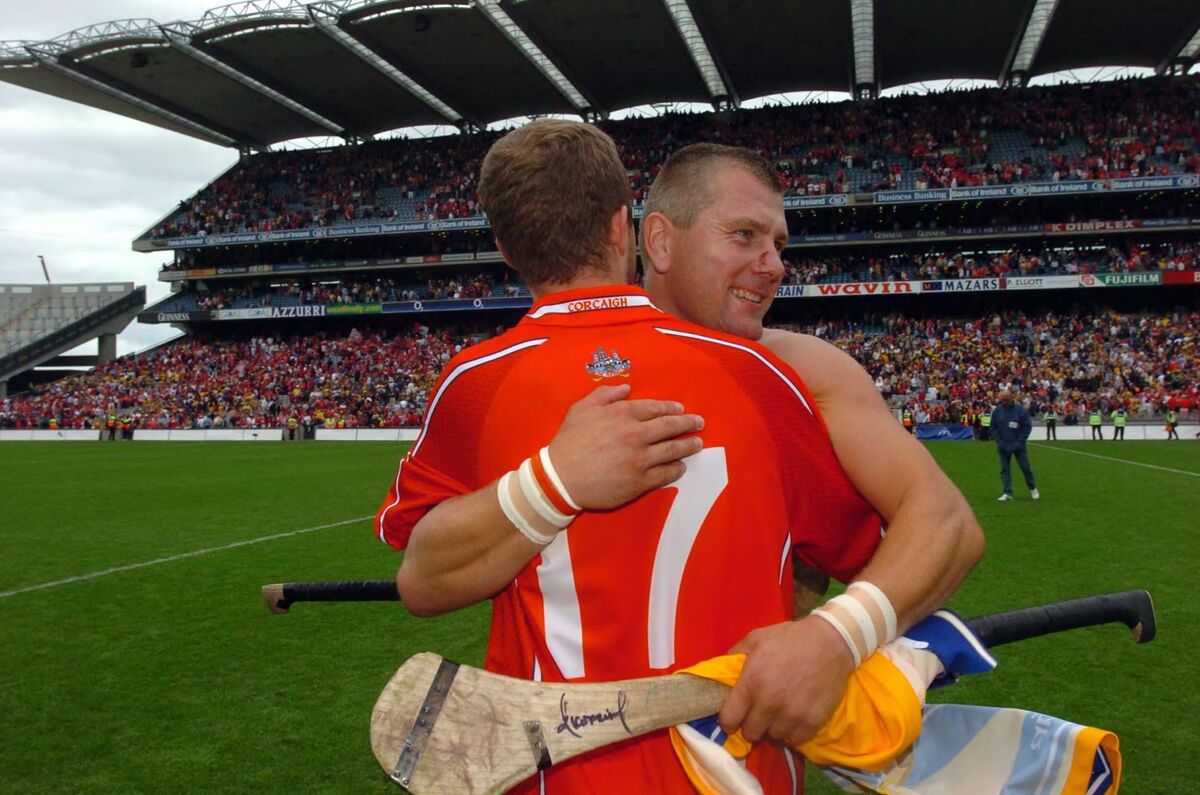 Diarmuid O'Sullivan celebrates with Cian O'Connor are the game. Picture: Dan Linehan