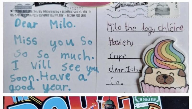 A post card sent to Milo.