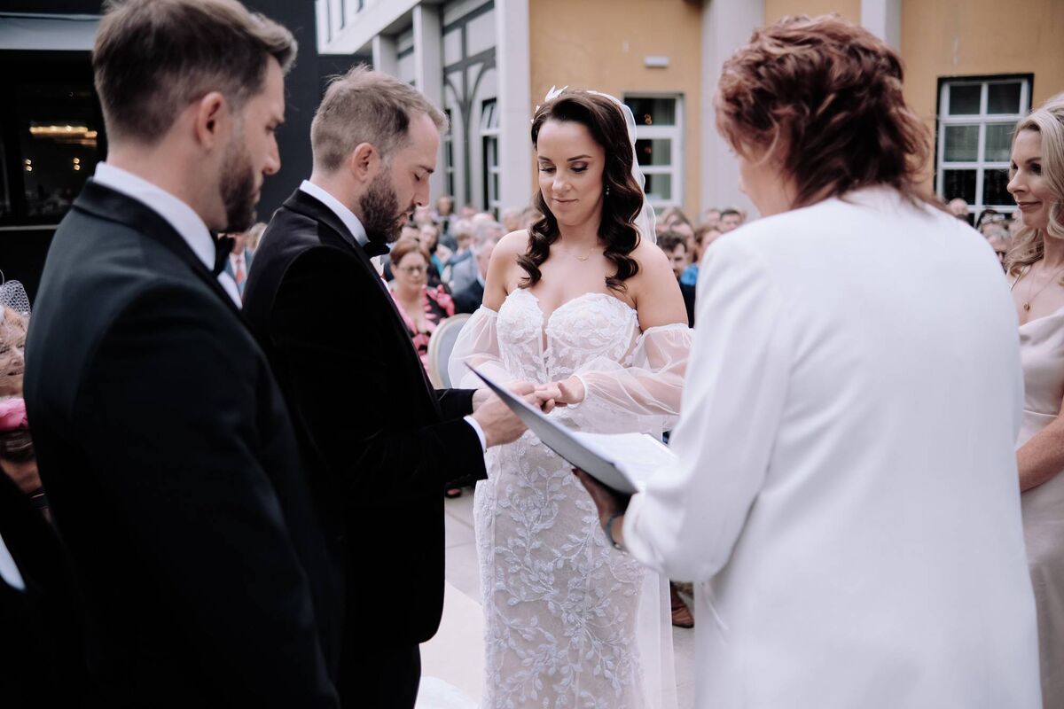 AN OUTDOOR CEREMONY: Carol Cotter was the celebrant, while Niamh O’Connor sang. “It was stunning and so personal,” said the bride. AN OUTDOOR CEREMONY: Carol Cotter was the celebrant, while Niamh O’Connor sang. “It was stunning and so personal,” said the bride.