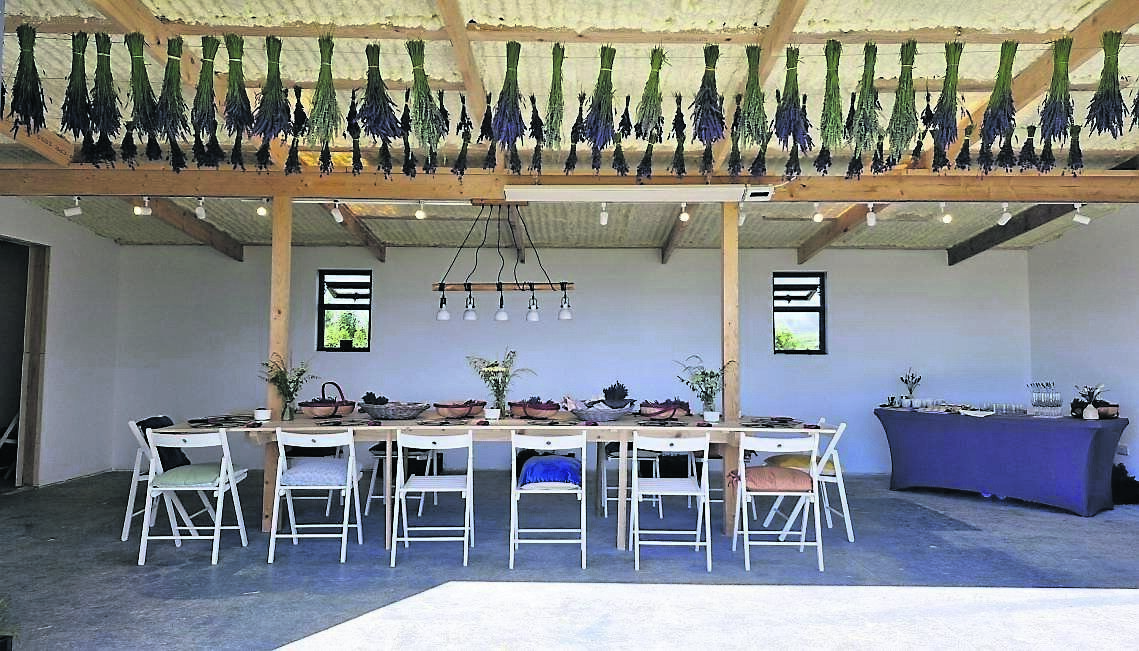 The setting of the wreath workshop at Lislee Lavender Farm in West Cork last weekend. The setting of the wreath workshop at Lislee Lavender Farm in West Cork last weekend.