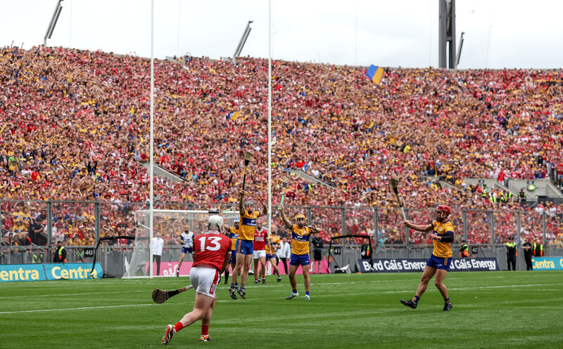 Cork’s Patrick Horgan scores the free to send the game to extra time. Picture: Inpho/Morgan Treacy