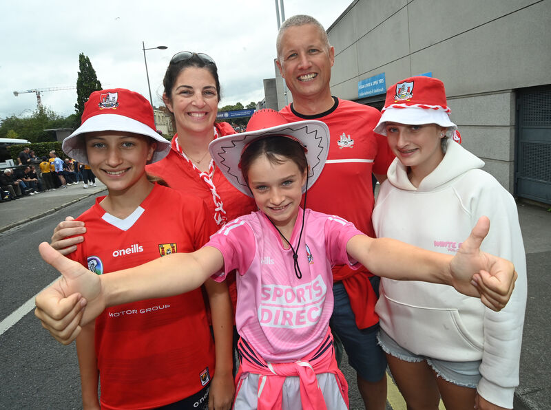Parents Eric and Josephine Knowles, from Éire Óg, had a thrilling day out with kids Sarah, Ella, and Lucy, who were all cheering on Cork as they made their way to Croke Park for yesterday’s nail-biting hurling final. Picture: Larry Cummins. Parents Eric and Josephine Knowles, from Éire Óg, had a thrilling day out with kids Sarah, Ella, and Lucy, who were all cheering on Cork as they made their way to Croke Park for yesterday’s nail-biting hurling final. Picture: Larry Cummins.