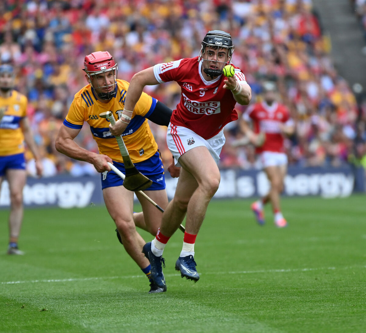 Cork's Darrgh Fitzgibbon gets the sliotar off from Clare's John Conlon during the All Ireland senior hurling final at Croke park . Picture: Eddie O'Hare