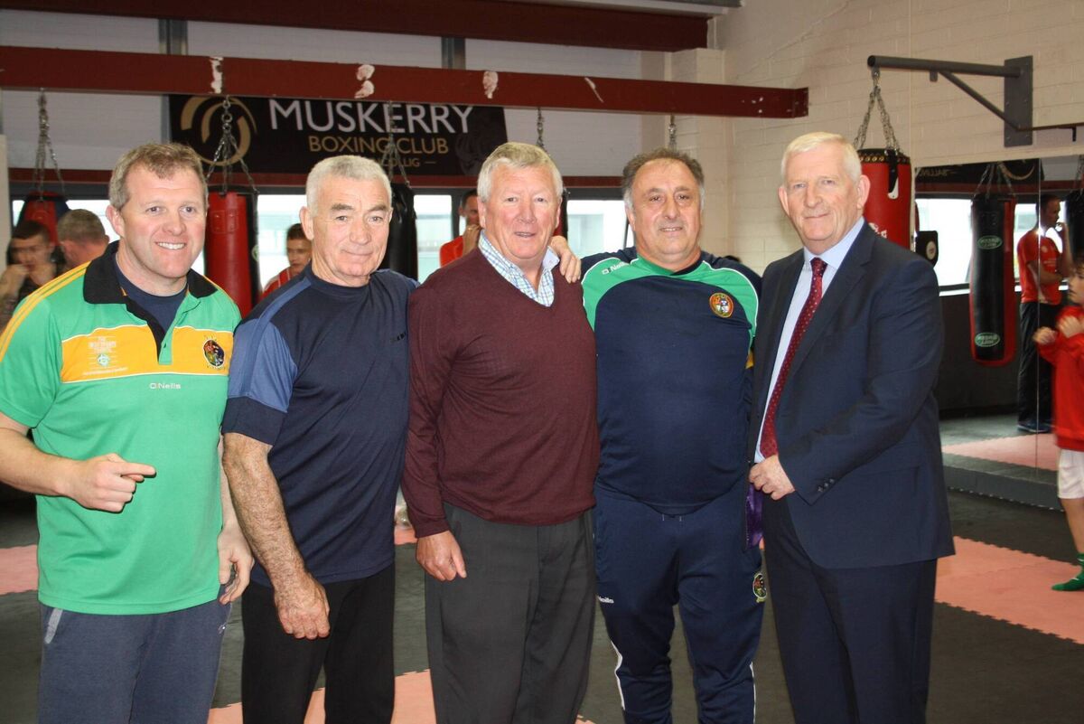 National coach visits Muskerry boxing club. Left to right: Tommy Murray (Muskerry B.C.), Tom Kelleher (Glen B.C.), Dan o Connell ( former Munster president), Zaur Antia (Irish National Boxing Coach),Michael O'Brien ( President Cork County Board National coach visits Muskerry boxing club. Left to right: Tommy Murray (Muskerry B.C.), Tom Kelleher (Glen B.C.), Dan o Connell ( former Munster president), Zaur Antia (Irish National Boxing Coach),Michael O'Brien ( President Cork County Board