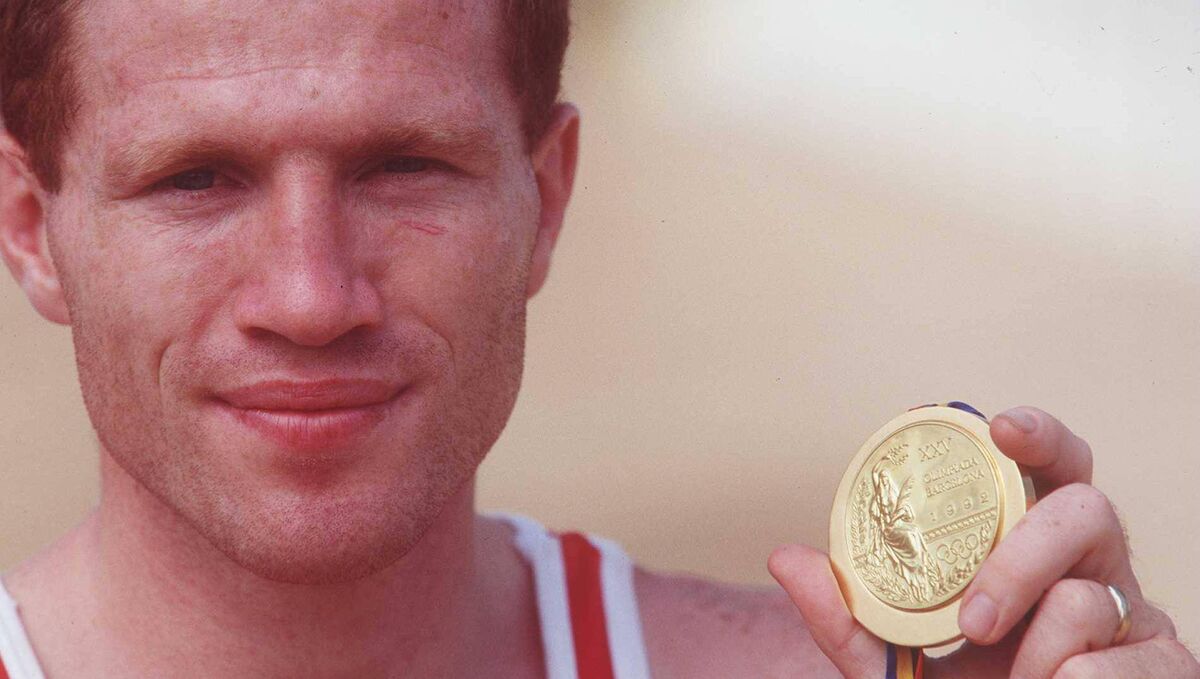 Olympic Games, Barcelona 1992. Michael Carruth with his Gold medal. Olympic Games, Barcelona 1992. Michael Carruth with his Gold medal.