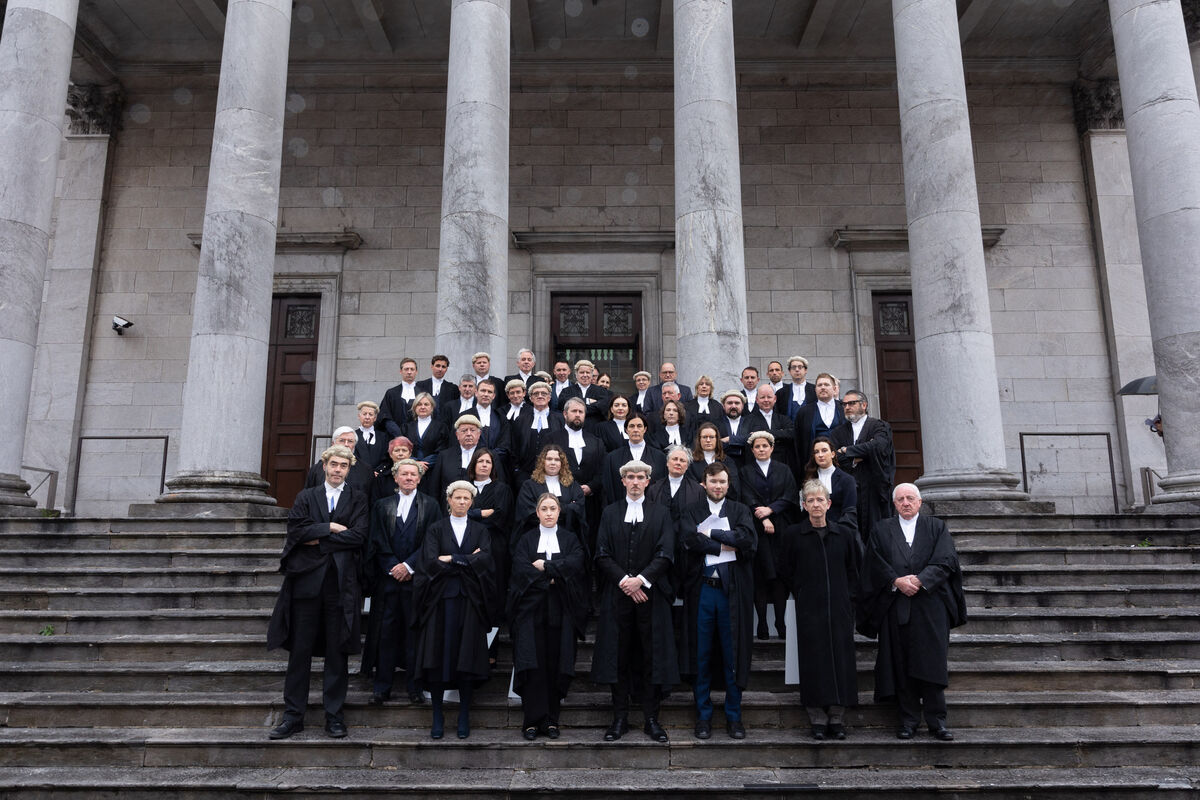 Cork Criminal barristers protesting outside the Cork Courthouse on Washington st. 