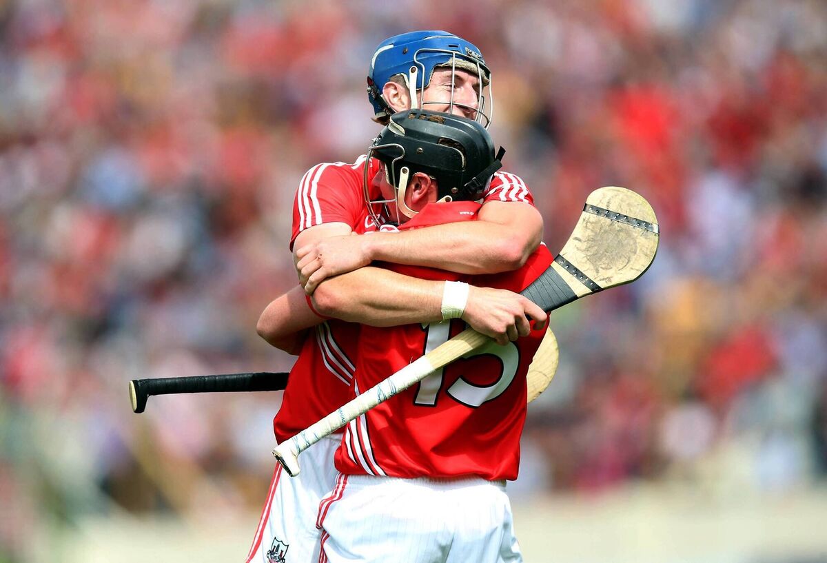 Patrick Horgan celebrates with Jamie Coughlan after knocking out Kilkenny in 2013. Picture: INPHO/Donall Farmer