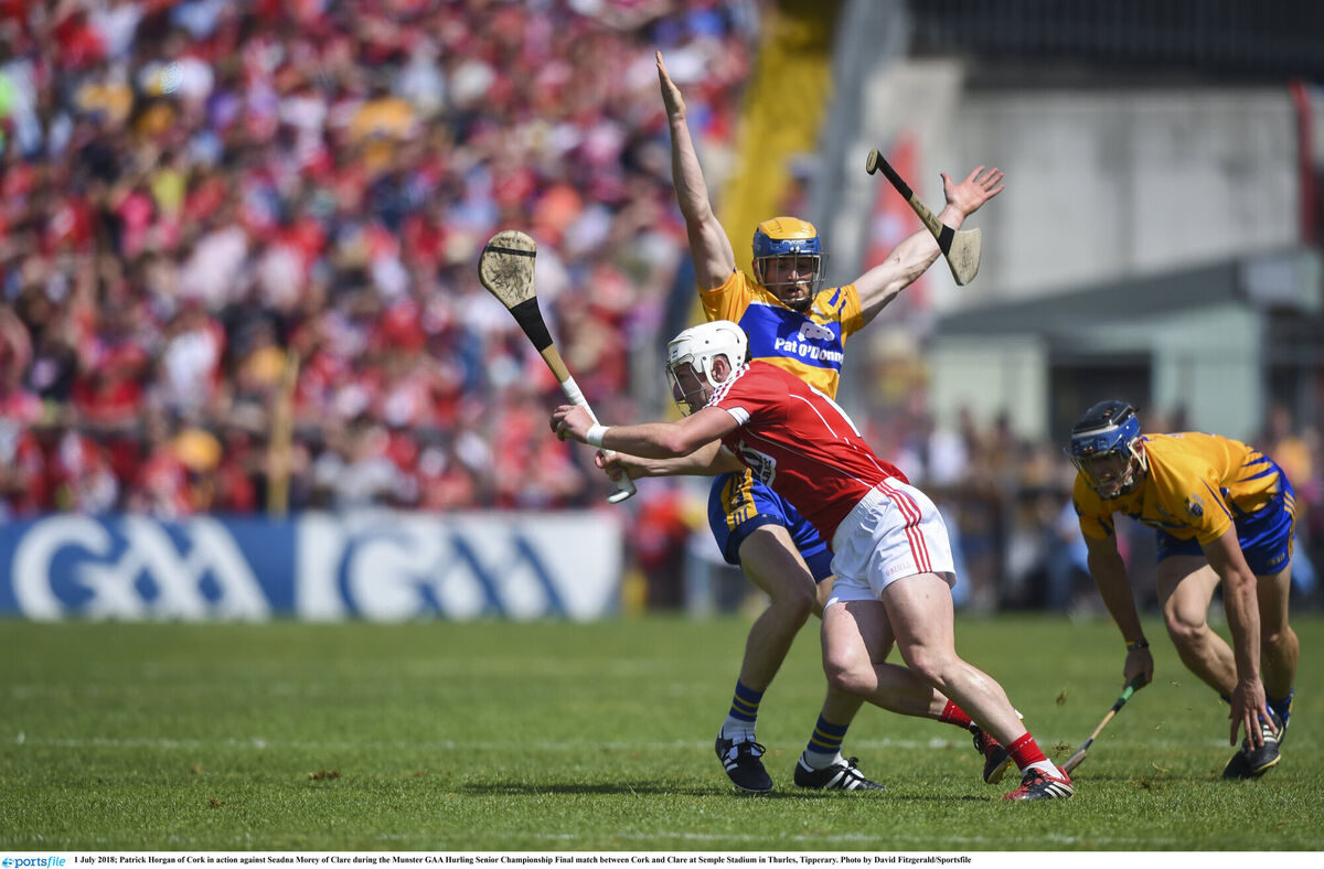 Patrick Horgan drives on in the 2018 Munster final. Picture: David Fitzgerald/Sportsfile